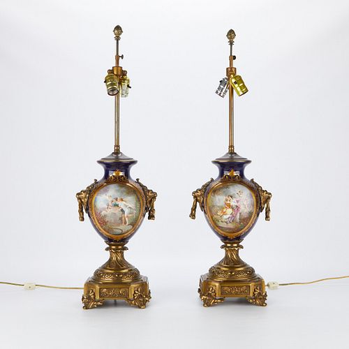 PR FRENCH SEVRES STYLE LAMPS W/