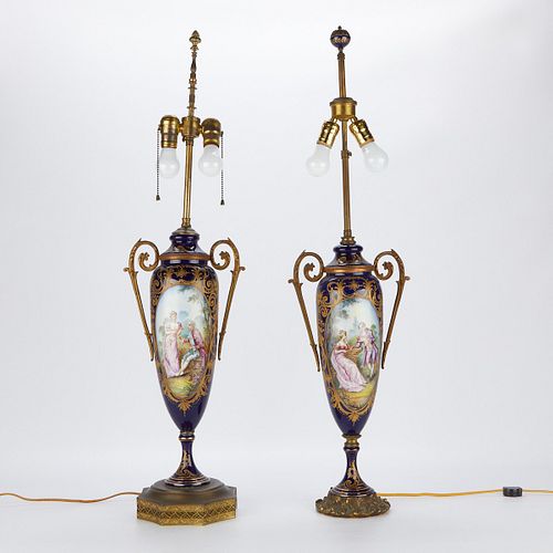 PR FRENCH SEVRES STYLE LAMPS SIGNED