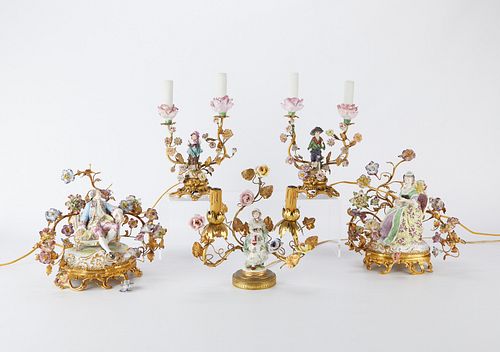 5 LOUIS XV STYLE BRASS AND PORCELAIN 37f39c