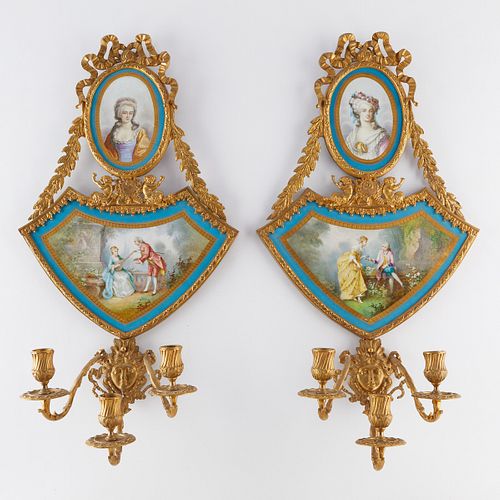 PR FRENCH SEVRES STYLE SCONCES