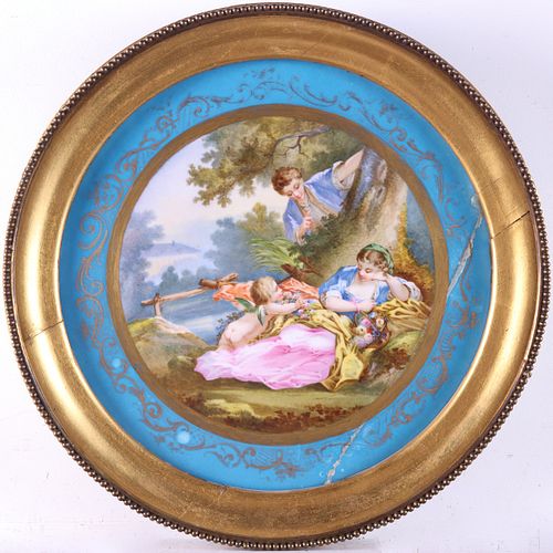 LARGE FRAMED PORCELAIN SEVRES STYLE 37f3a5