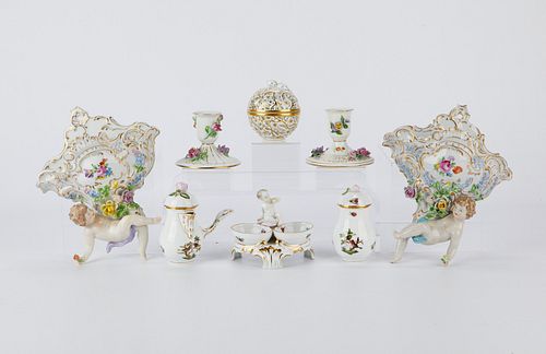 8 CARL THIEME & HEREND PORCELAIN OBJECTSGroup