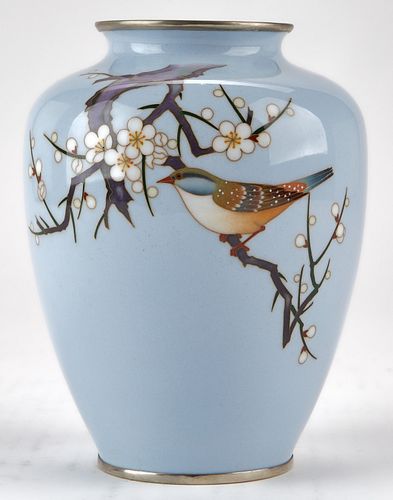 JAPANESE CLOISONNE VASE W CHERRY 37f43a