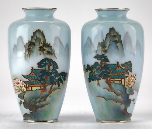 PAIR OF JAPANESE CLOISONNE VASES