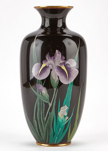 JAPANESE MEIJI CLOISONNE IRIS VASE 37f460