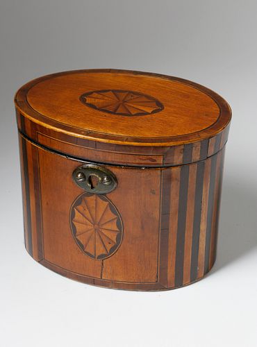 ENGLISH OVAL INLAID TEA CADDY  37f541