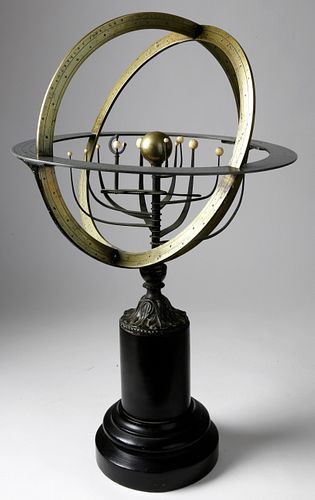 FRENCH BRASS AND IVORY ARMILLARY SPHERE,