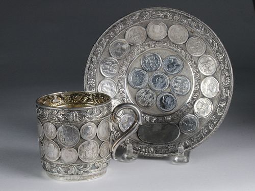 THAILAND SOLID SILVER CUP AND SAUCER 37f565