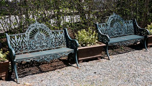 PAIR OF ENGLISH WROUGHT IRON ROYAL