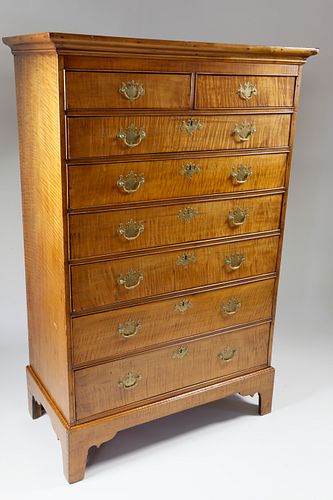 RHODE ISLAND TIGER MAPLE TALL CHEST 37f57d