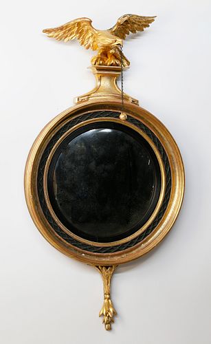 ENGLISH CARVED GILT CONVEX MIRROR  37f5c2