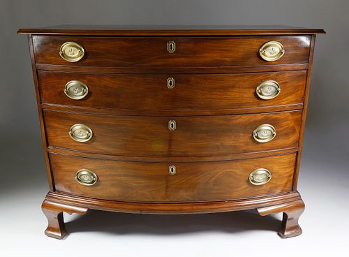 AMERICAN CHIPPENDALE MAHOGANY BOW FRONT