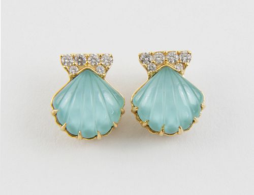 PAIR OF 18K YELLOW GOLD AQUAMARINE 37f5db