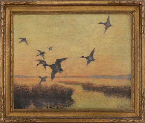 BERNARD M. KEYES OIL ON CANVAS DUCKS