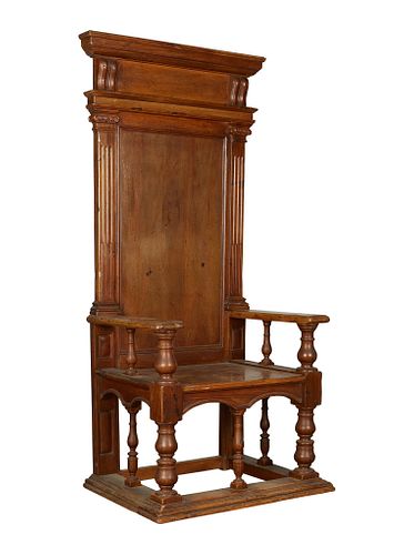 LARGE SPANISH STYLE WALNUT CHAIRLarge 37f617