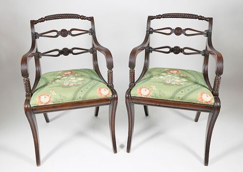 PAIR OF REGENCY MAHOGANY OPEN ARMCHAIRS  37f623