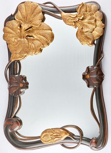 ART NOUVEAU STYLE CARVED GILT MIRRORFrench