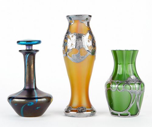 GRP: PERFUME BOTTLE & 2 ART NOUVEAU