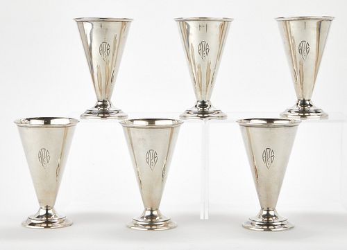 SET OF 6 STERLING SILVER GOBLETS 37f6bb