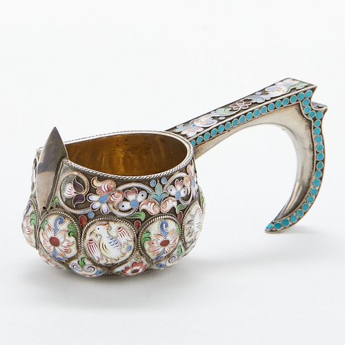 RUSSIAN SILVER ENAMEL KOVSHRussian 37f6c7