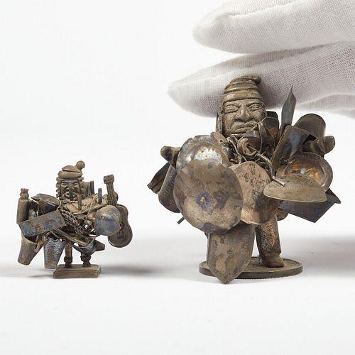 TWO SILVER PEDDLERS - PERU OR BOLIVIATwo