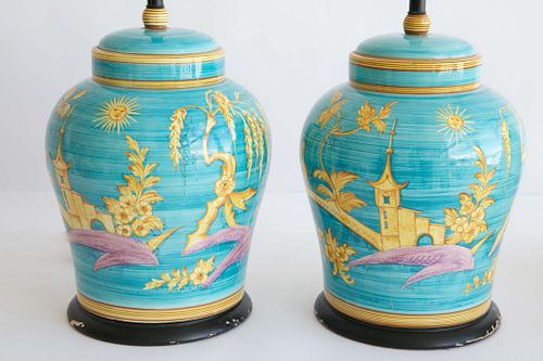 PAIR OF TURQUOISE GROUND CERAMIC