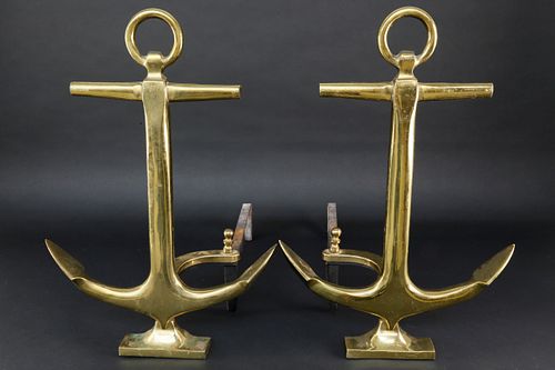 PAIR OF VINTAGE PURITAN BRASS ANCHOR