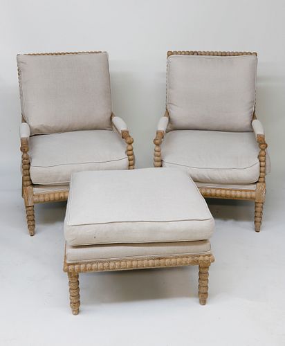 PAIR OF CONTEMPORARY BOBBIN ARMCHAIRS