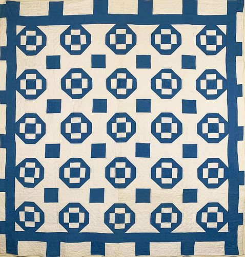 VINTAGE BLUE AND WHITE GEOMETRIC