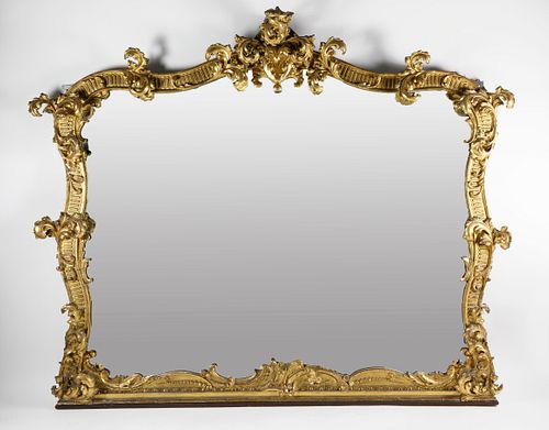 LARGE ROCOCO CARVED GILTWOOD OVERMANTLE