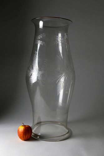 LARGE ETCHED BLOWN GLASS HURRICANE 37f7a5