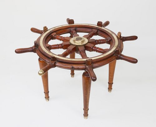 SHIP'S WHEEL SIDE COCKTAIL TABLEShip's