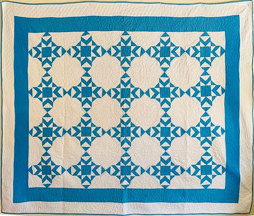 BLUE AND WHITE GEOMETRIC PATTERN PATCHWORK