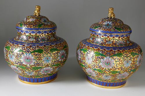 PAIR OF CHINESE CLOISONNé COVERED