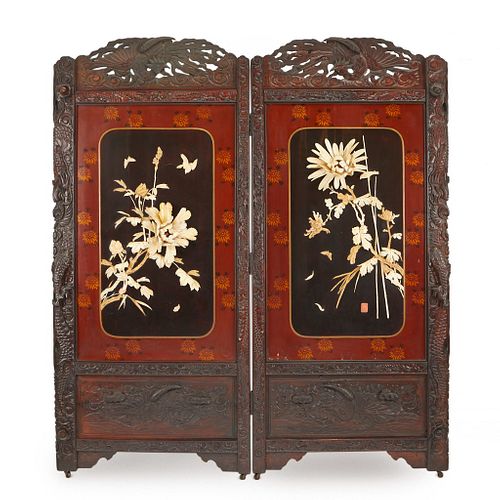 JAPANESE TWO PANEL WOOD LACQUER 37f816