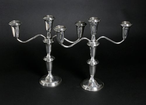 PAIR OF WEIGHTED STERLING SILVER CANDLEABRAPair