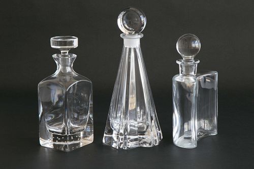 THREE KROSNO POLAND CRYSTAL DECANTERSThree