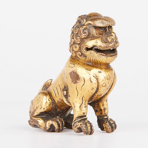 CHINESE GILT BRONZE FOO DOG GUARDIAN 37f862