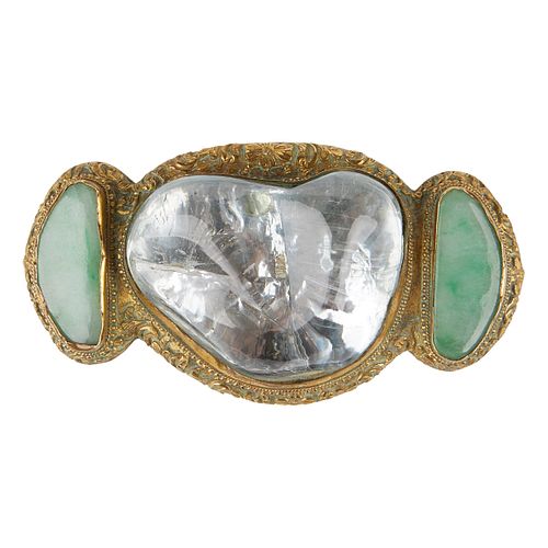 CHINESE BUCKLE INLAID TOPAZ CHRYSOPRASEChinese 37f887