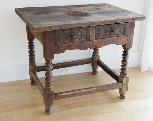 SPANISH COLONIAL TWO DRAWER TABLE  37f899