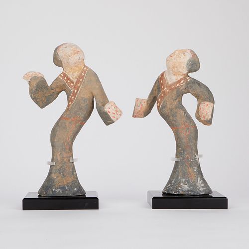 PAIR CHINESE TERRACOTTA TOMB FIGURES 37f8a8