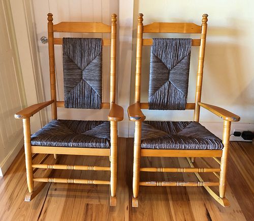PAIR OF RUSH SEAT "KENNEDY" STYLE