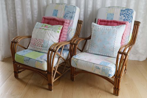 PAIR OF VINTAGE RATTAN ARMCHAIRSPair