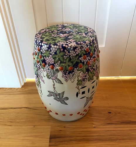 PORCELAIN GARDEN STOOL DECORATED