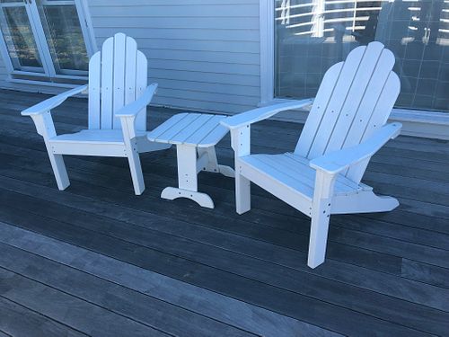 TWO WHITE ADIRONDACK STYLE ARMCHAIRS