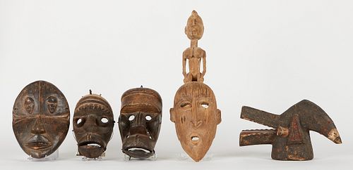 GRP 5 20TH C AFRICAN CARVED MASKSGroup 37f95a