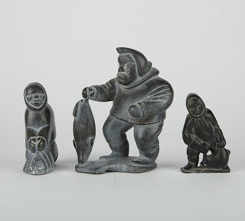 GRP: 3 STONE CARVINGS FIGURES OF