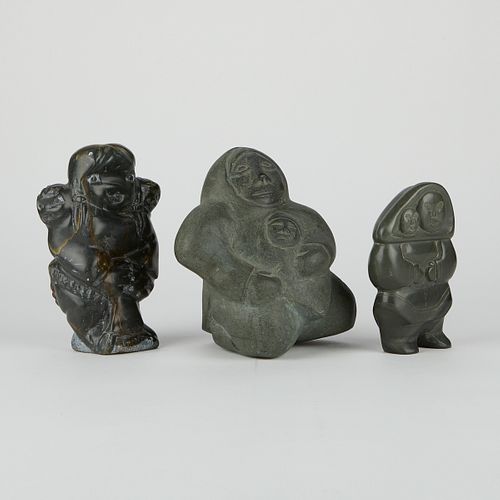 GRP: 3 INUIT STONE CARVINGS MOTHER &