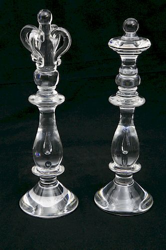 PAIR OF SIGNED STEUBEN GLASS KING