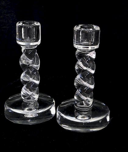 PAIR OF SIGNED STEUBEN CLEAR CRYSTAL 37f9d0